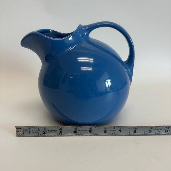 Vintage HALL #633 Blue Hall Tilt Ball Pitcher W/ Ice Lip  Vintage Hall China Cadet Blue Water Pitcher w/ Ice Lip, 10 Cup Jug - Read!